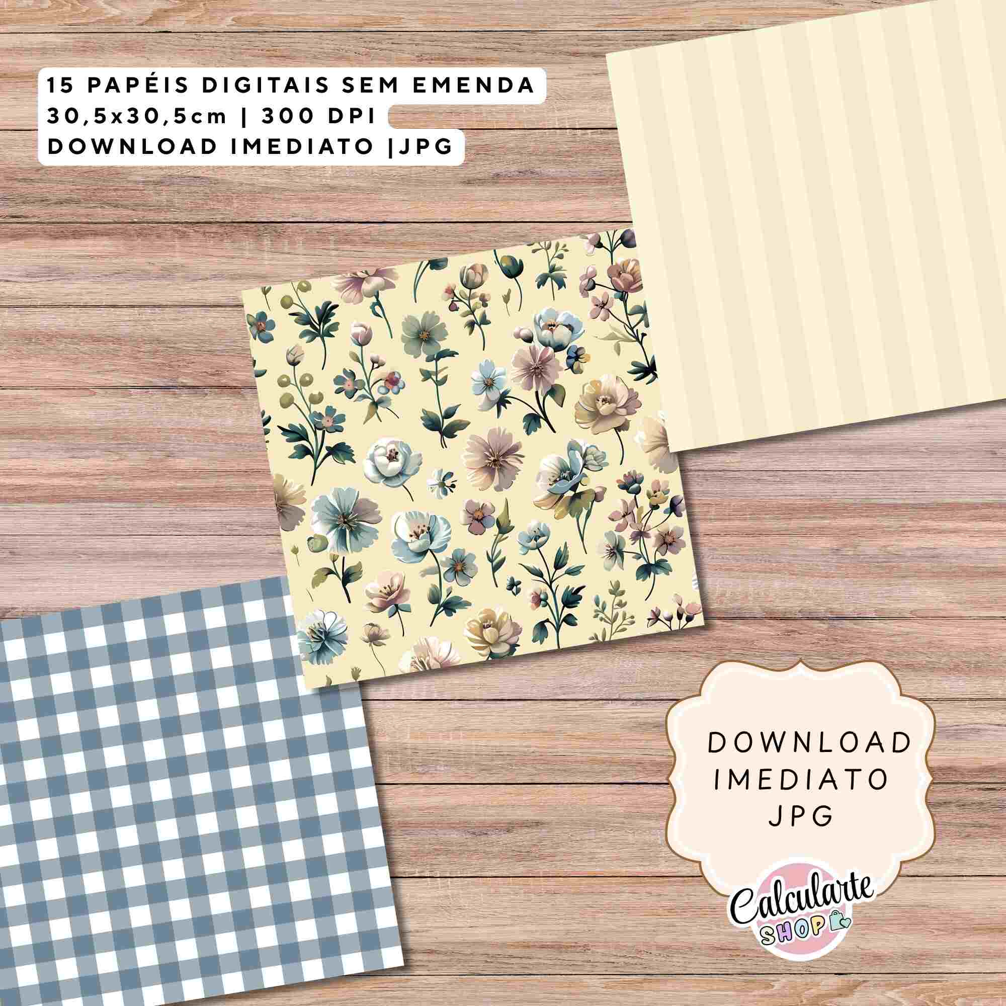 Kit de Papéis Digitais Vintage Shabby Chic