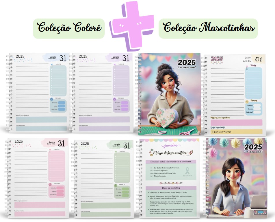 Kit Digital Agenda da Empreendedora - Combo COLORÊ + MASCOTINHAS